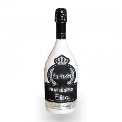 Bottiglia Imperiale White personalizzabile per Battesimo - Etichetta con cristalli 0,75L