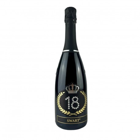 Crystal Black Paper 0,75L per Compleanno 18 anni - Bottiglia personalizzata con Cristalli