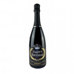 Crystal Black Paper 0,75L Happy Birthday - Etichetta personalizzata con cristalli