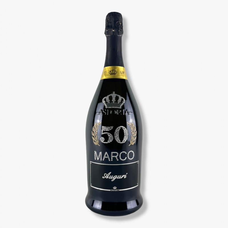 Bottigia Spumante Magnum 1,5 litri personalizzabile per compleannno con  cristalli