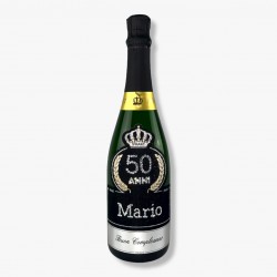 Bottiglia Imperiale Personalizzabile per Compleanno con Età Nome Dedica con Cristalli 0,75 L