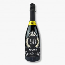 Bottiglia Imperiale Personalizzabile per Compleanno con Età Auguri + Nome con Cristalli 0,75 L