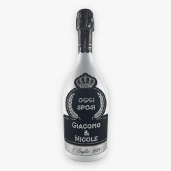 Bottiglia Imperiale Bianco personalizzabile per matrimonio con Cristalli 0,75L