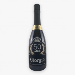 Bottiglia Imperiale Personalizzabile per Compleanno con Età + anni e nome con Cristalli 0,75 L