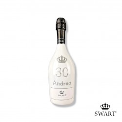 Bottiglia Diamond WHITE personalizzabile per compleanno con età e nome con cristalli 0,75L