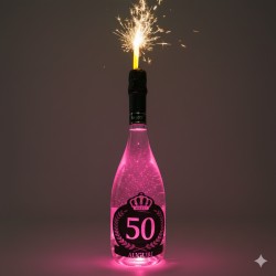 Bottiglia LUMINOSA personalizzata per Compleanno 50 anni 0,75L