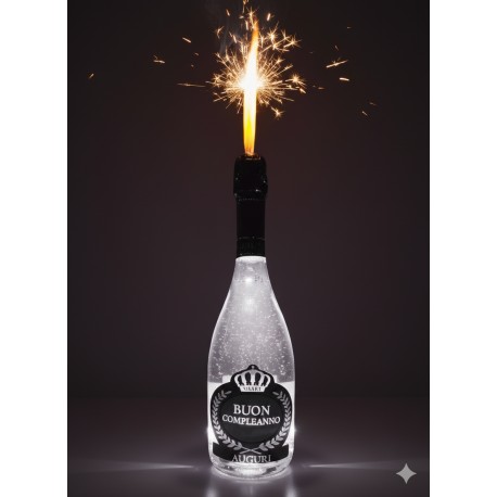 Bottiglia LUMINOSA personalizzata Buon Compleanno 0,75L